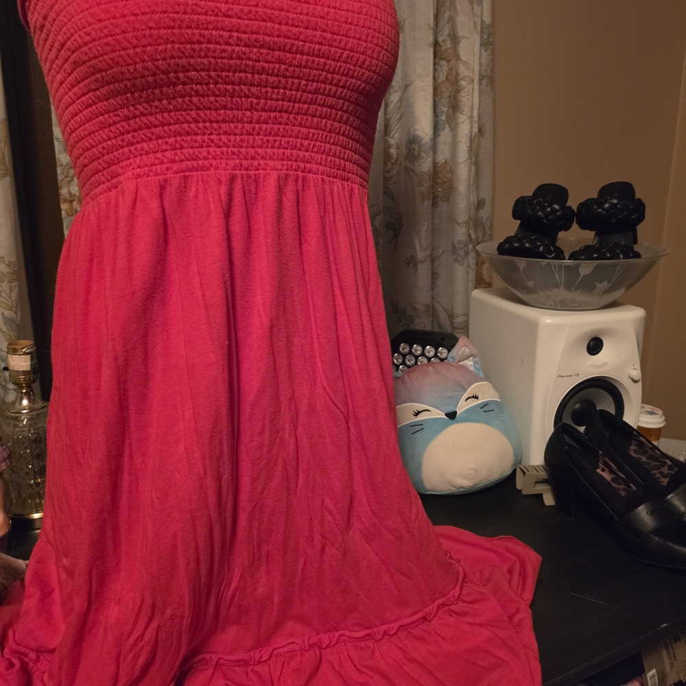 American Eagle Outfitters Hot Pink Strapless Smocked Sundress